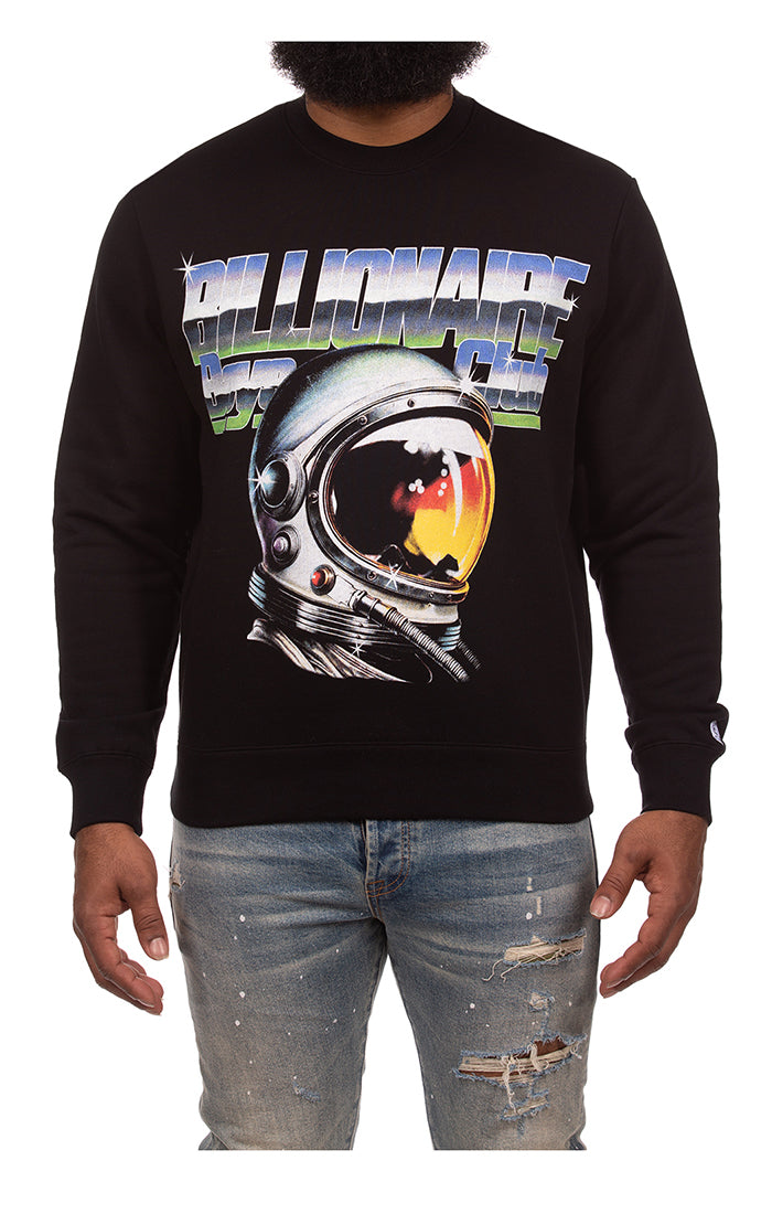 Front View of the Billionaire Boys Club BB Jet Pack Sweatshirt in black