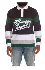 Front View of the Billionaire Boys Club BB Rugby Jersey LS Knit in black