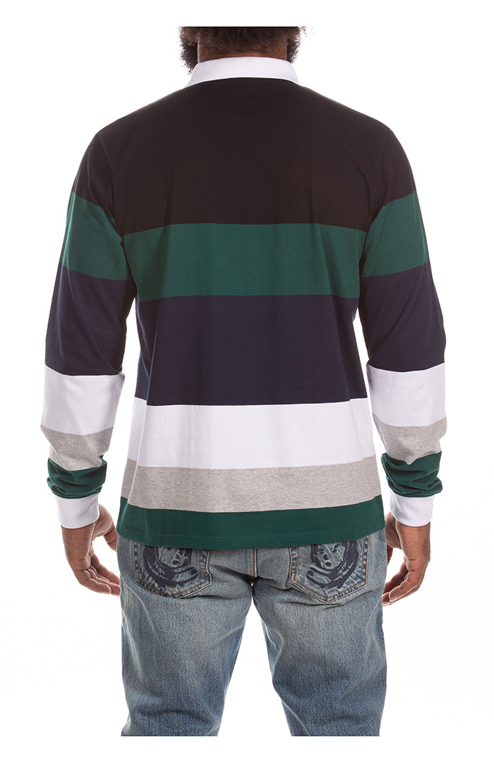 Back View of the Billionaire Boys Club BB Rugby Jersey LS Knit in black