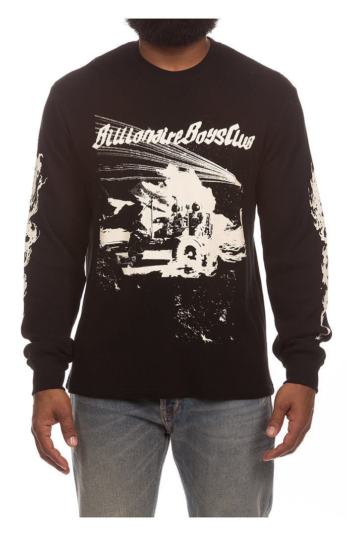 Front View of the Billionaire Boys Club BB I Need Space LS Knit in black