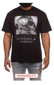 Front View of the Billionaire Boys Club BB Friends And Family SS Knit (Oversized Fit) in black