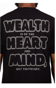 Close-Up View of the WHM script of the Billionaire Boys Club BB Friends And Family SS Knit (Oversized Fit) in black