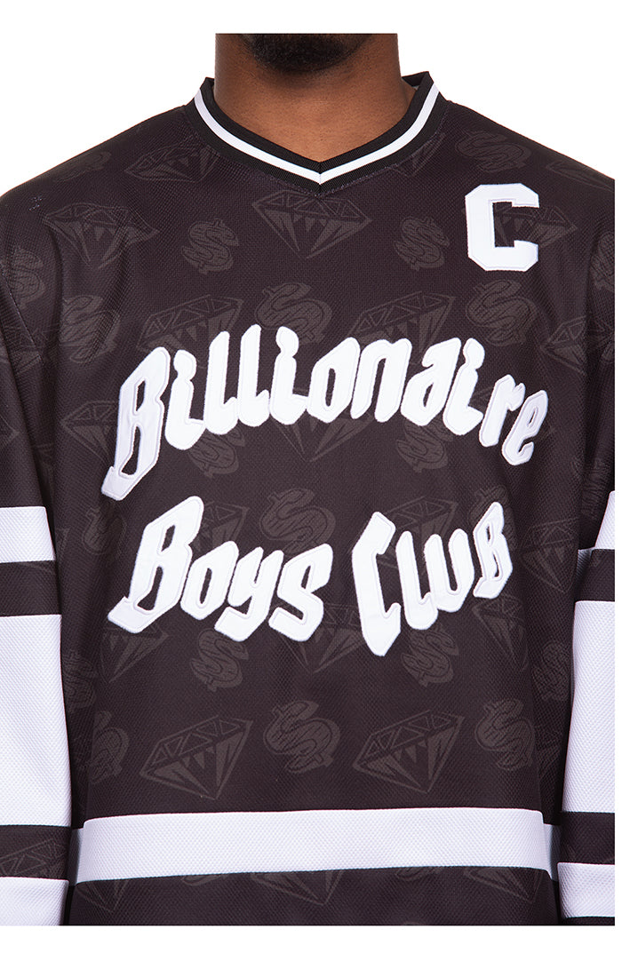 Close-Up View of BB script of the Billionaire Boys Club BB Celsius Jersey LS Knit in black