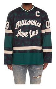 Front View of the Billionaire Boys Club BB Celsius Jersey LS Knit in Navy Blazer