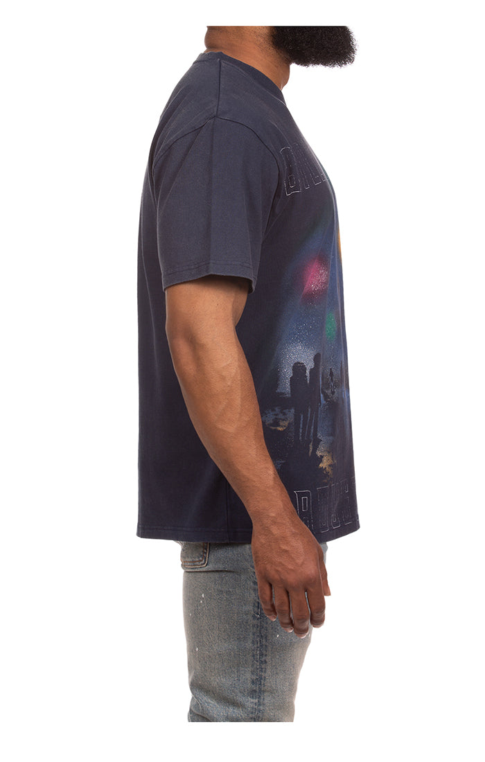 Right Side View of the Billionaire Boys Club BB Mist SS Knit (Oversized Fit) in Navy Blazer