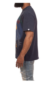 Left Side View of the Billionaire Boys Club BB Mist SS Knit (Oversized Fit) in Navy Blazer