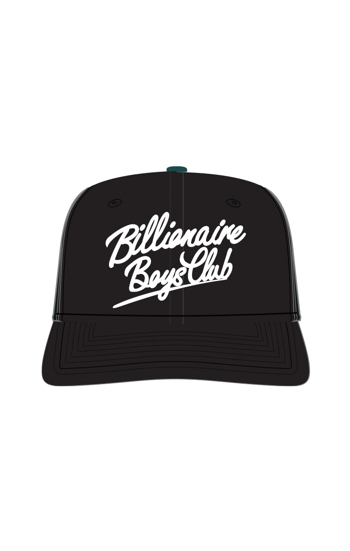 Front View of the Billionaire Boys Club BB Script Snapback in black