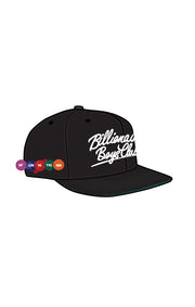 Front Right View of the Billionaire Boys Club BB Script Snapback in black