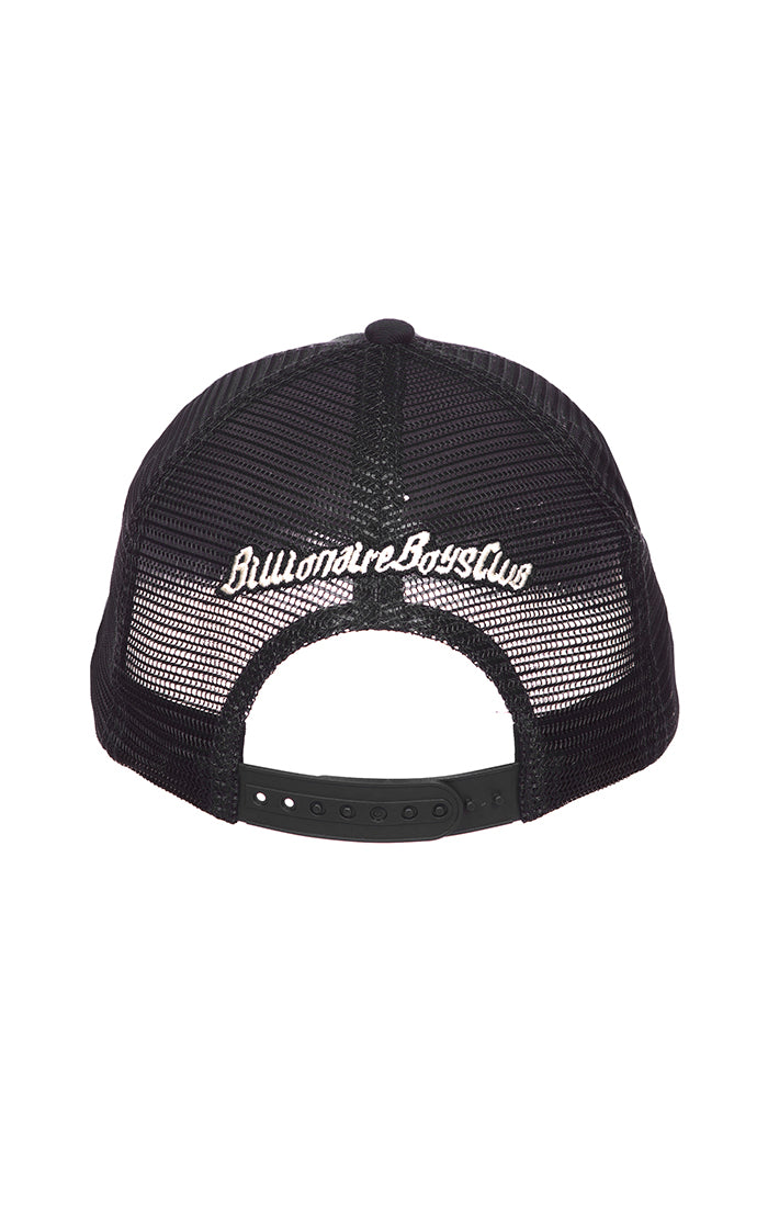 Back View of the  Billionaire Boys Club BB D & S Trucker Hat in Black