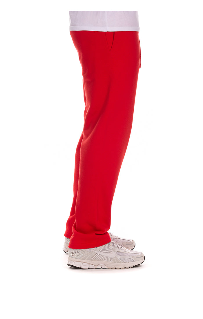 Right Side View of the Billionaire Boys Club BB Camp Sweatpants (Oversize Fit) in Red