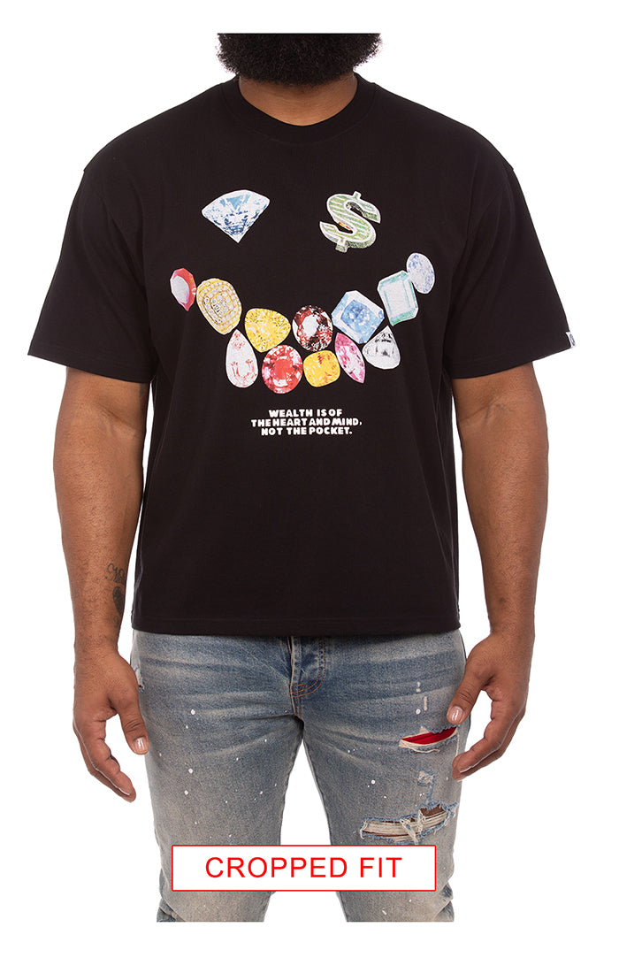 Front view of BB Smile Tee in Black - Men's Streetwear Tees 