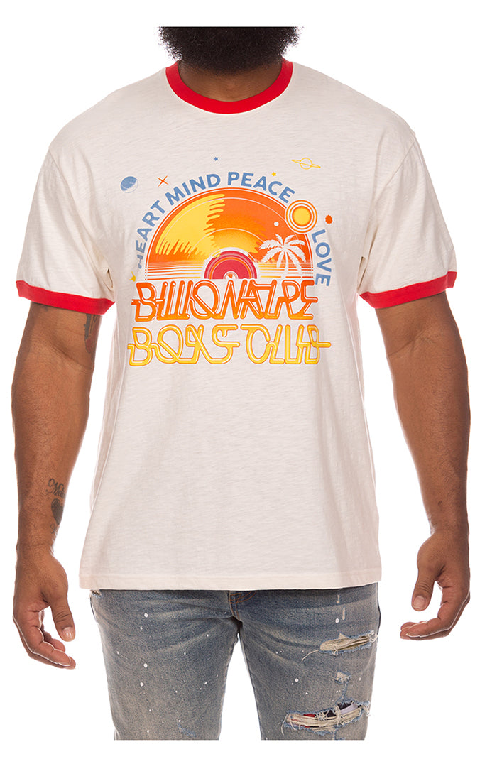 Front View of Graphic on BBC Record SS Knit Tee in Gardenia - Men's Streetwear Tees