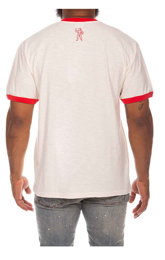 Back View of Small Astronaut Logo on Billionaire Boys Club Record SS Knit Tee - Men's Streetwear Tees