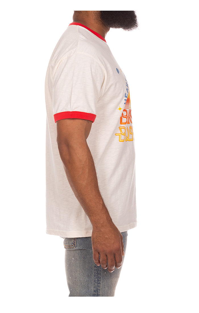 Right side view of BBC Record SS Knit Tee in Gardenia - Men's Streetwear Tee