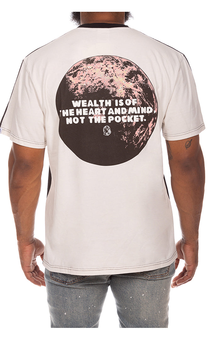 Back view of Billionaire Boys Club Beyond SS Knit Oversized Tee in Gardenia - Men's Streetwear Tees