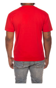 Back view of BBC Helmet Tee in Red - Men's Streetwear Tees