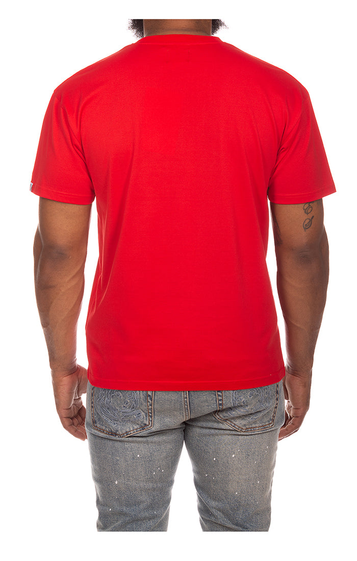 Back view of BBC Helmet Tee in Red - Men's Streetwear Tees