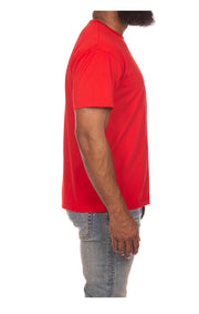 Right side view of Billionaire Boys Club Helmet Tee in Red - Men' Streetwear Tees