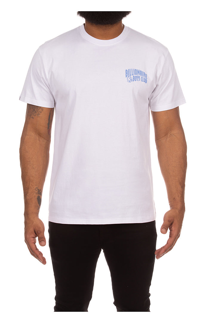 Front View of the Billionaire Boys Club BB Small Arch SS Knit in white