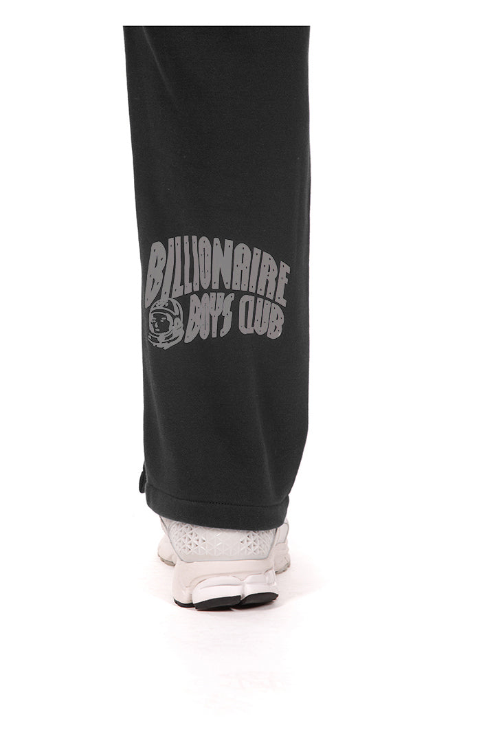 Close up View of BBC Script on Billionaire Boys Club Curve Sweatpants in Black- Men's Sweatpants 