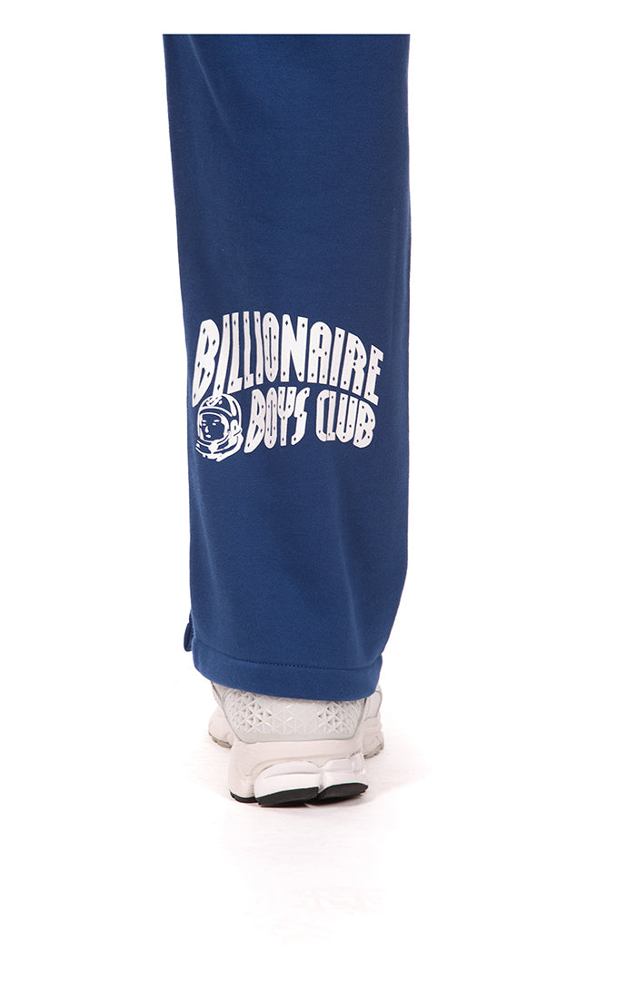Close up View of BBC Script on Billionaire Boys Club Curve Sweatpants in Blue- Men's Sweatpants 