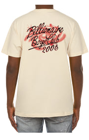 Back view of galaxy and text on BBC Astro Tee in winter white - Men's Streetwear Tees