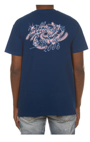Back view of galaxy and text on BBC Astro Tee in Blue - Men's Streetwear Tees