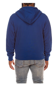 Back View of the Billionaire Boys Club BB Curve Zip Hoodie in blue - Men's Hoodies