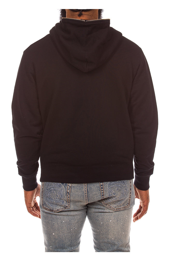 Back View of the Billionaire Boys Club BB Curve Zip Hoodie in Black - Men's Hoodies