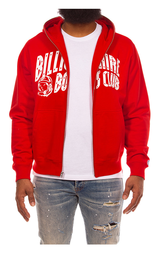 BBC Curve Zip Up in Red - Men's Streetwear Hoodies