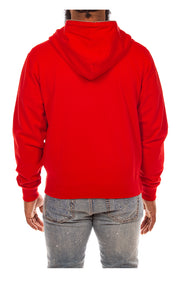 Back View of the Billionaire Boys Club BB Curve Zip Hoodie in Red - Men's Hoodies