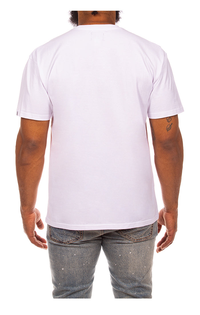 Back View of Billionaire Boys Club Helmet Shortsleeve Tee in White - Men's Streetwear Tees