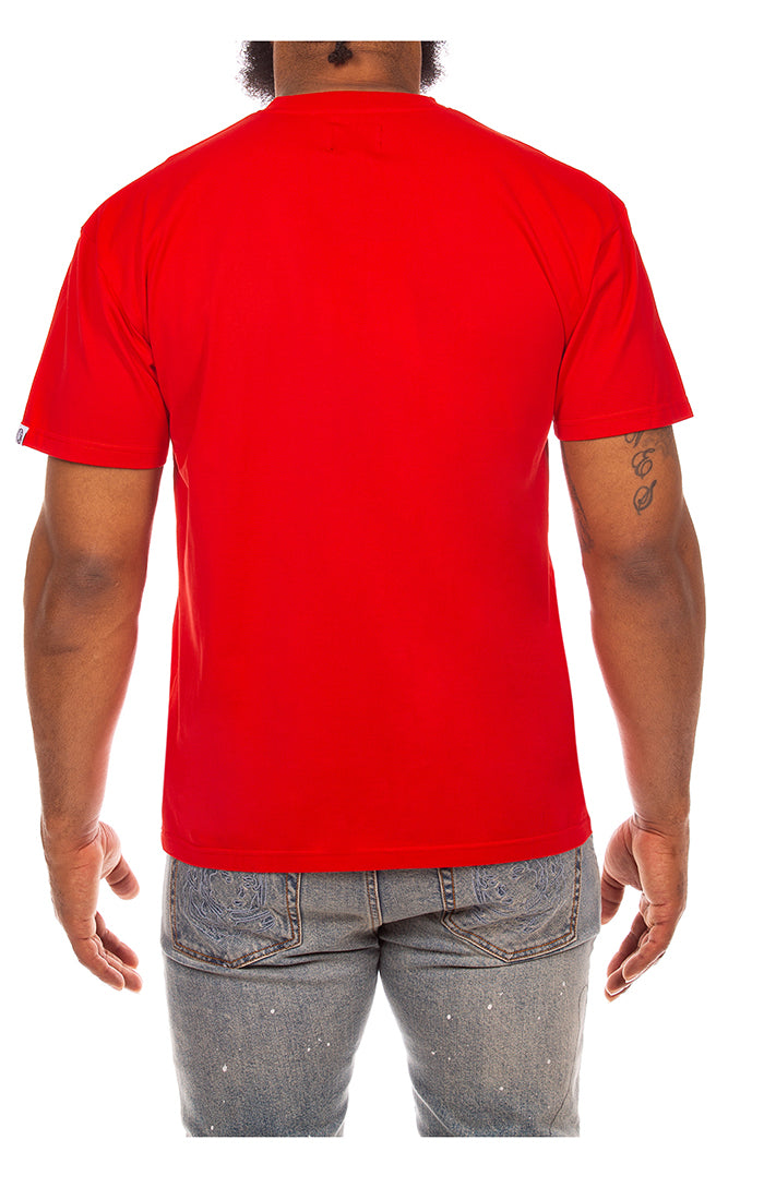 Back View of Billionaire Boys Club Helmet Shortsleeve Tee in Red - Men's Streetwear Tees