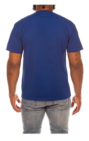 Back View of Billionaire Boys Club Helmet Shortsleeve Tee in Blue - Men's Streetwear Tees
