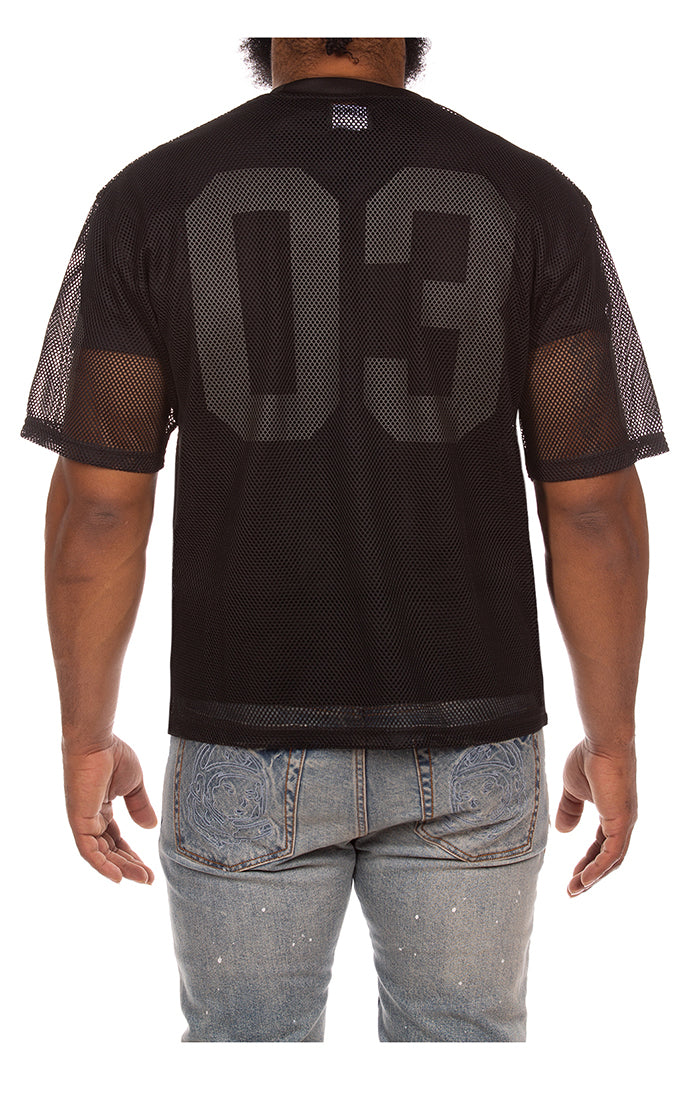 Back View of 03 Text on the Billionaire Boys Club Varsity SS Tee - Men's Varsity Tee