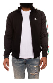 Front view of Billionaire Boys Club Soundcheck Track Jacket in Black – Men’s Streetwear Zip-Up Jacket