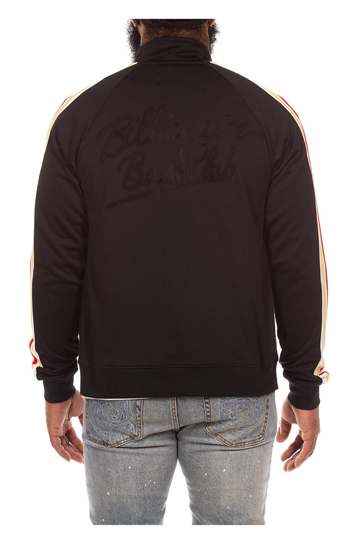Back view of BBC Soundcheck Jacket in Black – Men’s Streetwear Zip-Up Jacket