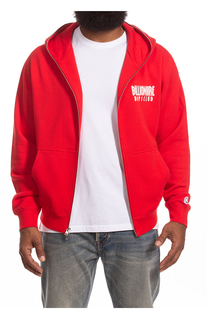 Front View of the Billionaire Boys Club Astro Zip Hoodie in Red