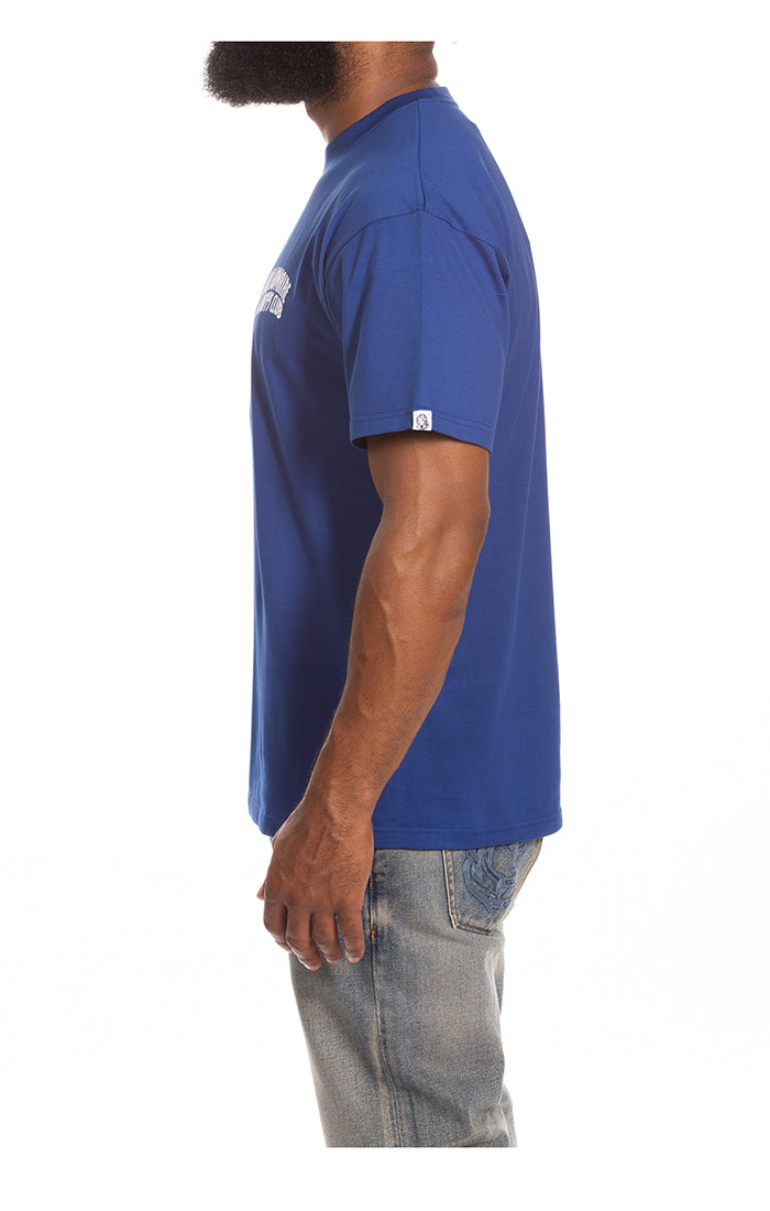 Left Side View of the Billionaire Boys Club BB Small Curve SS Knit in Sodalite Blue