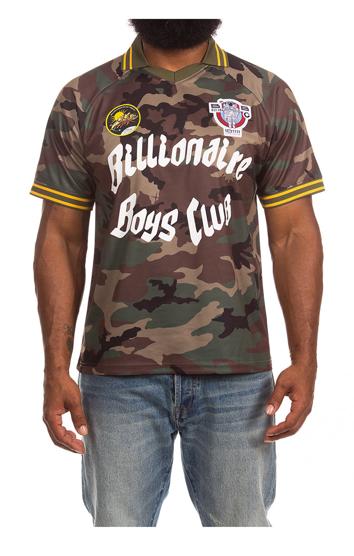 Front View of the Billionaire Boys Club BB FC SS Knit in Kelp