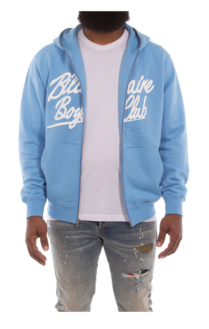 Front View of BB Script Hoodie in Little Boy Blue - Men's Hoodies