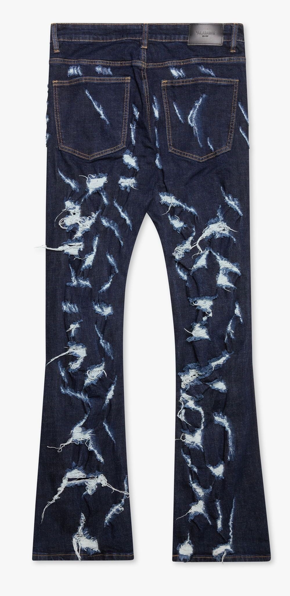 Back View of the Valabasas "RIPTIDE" INDIGO STACKED Jeans