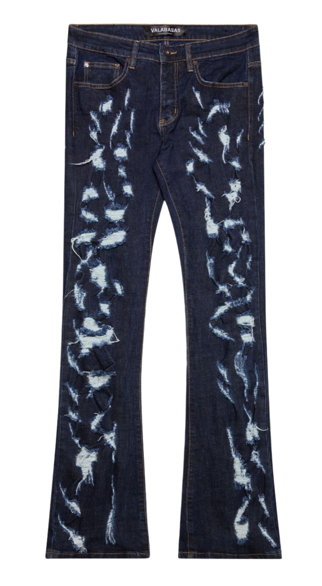 Front View of the Valabasas "RIPTIDE" INDIGO STACKED Jeans