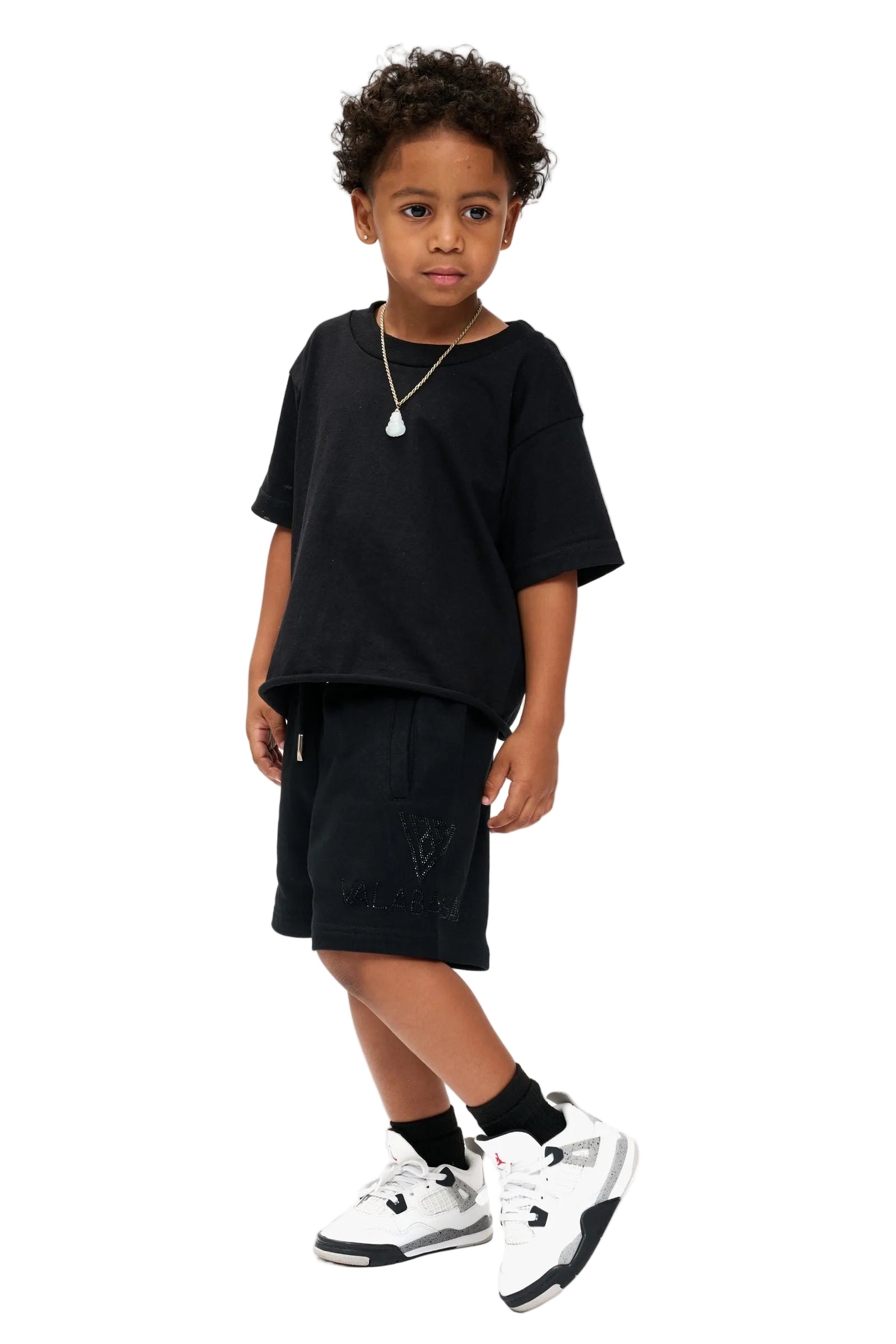 Model Action Pose View of the Valabasas Kids “DUNYA” Shorts