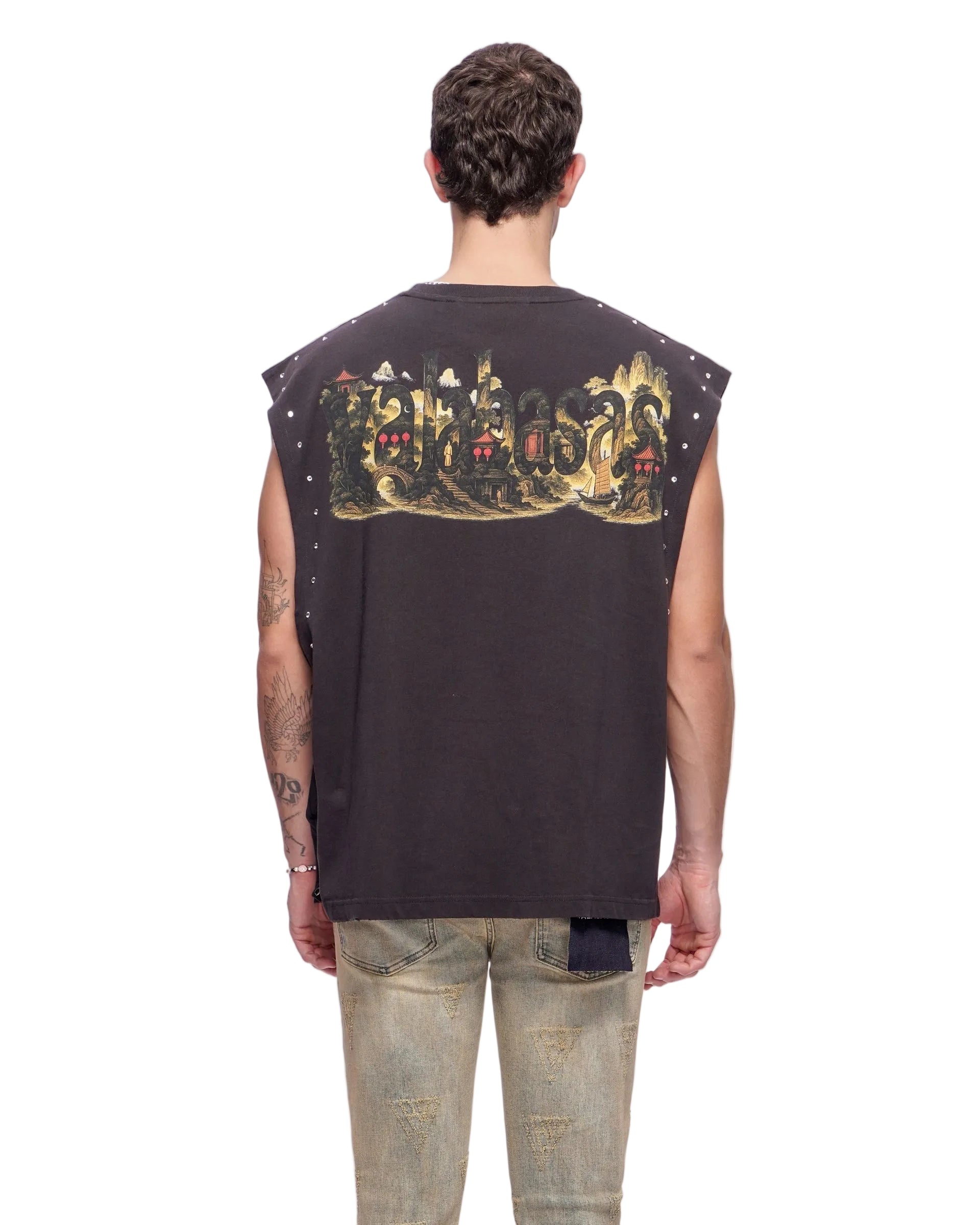 Back View of the Valabasas Ember Glyph Cut off Tee