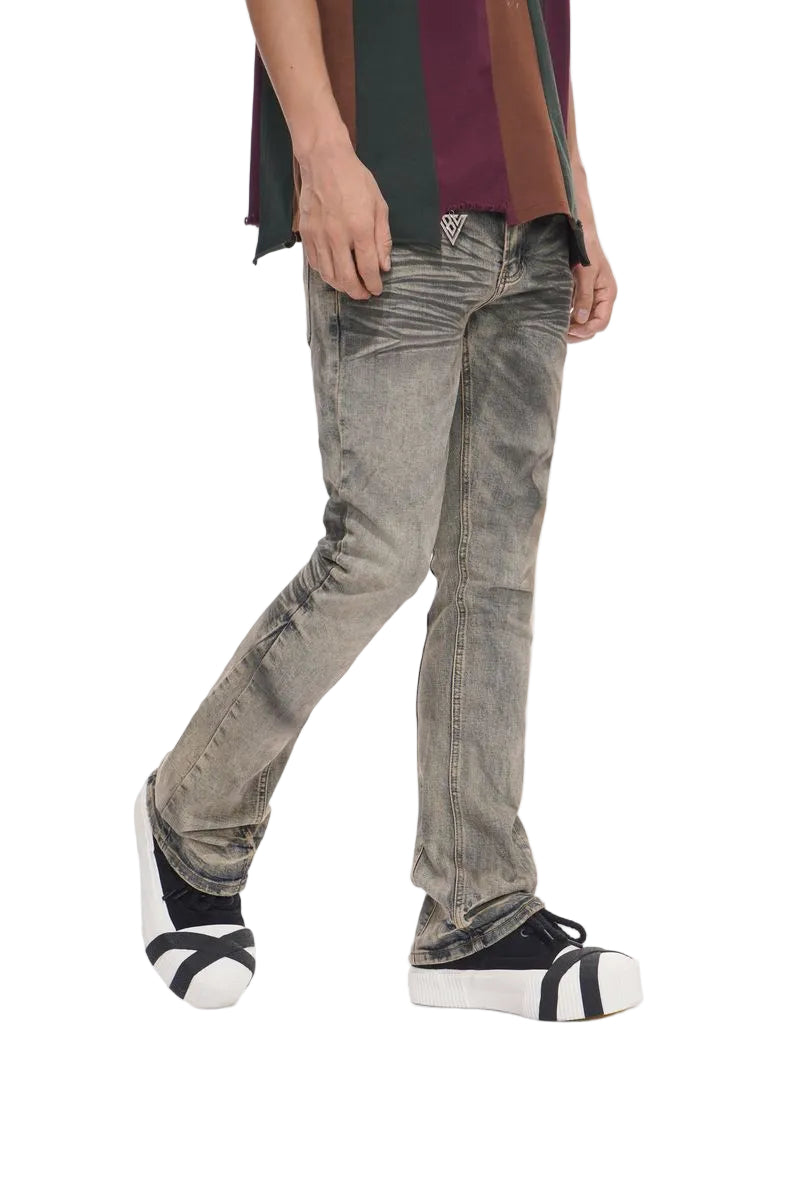 Front Left View of the "FAX" STACKED DENIM Jeans by Valabasas