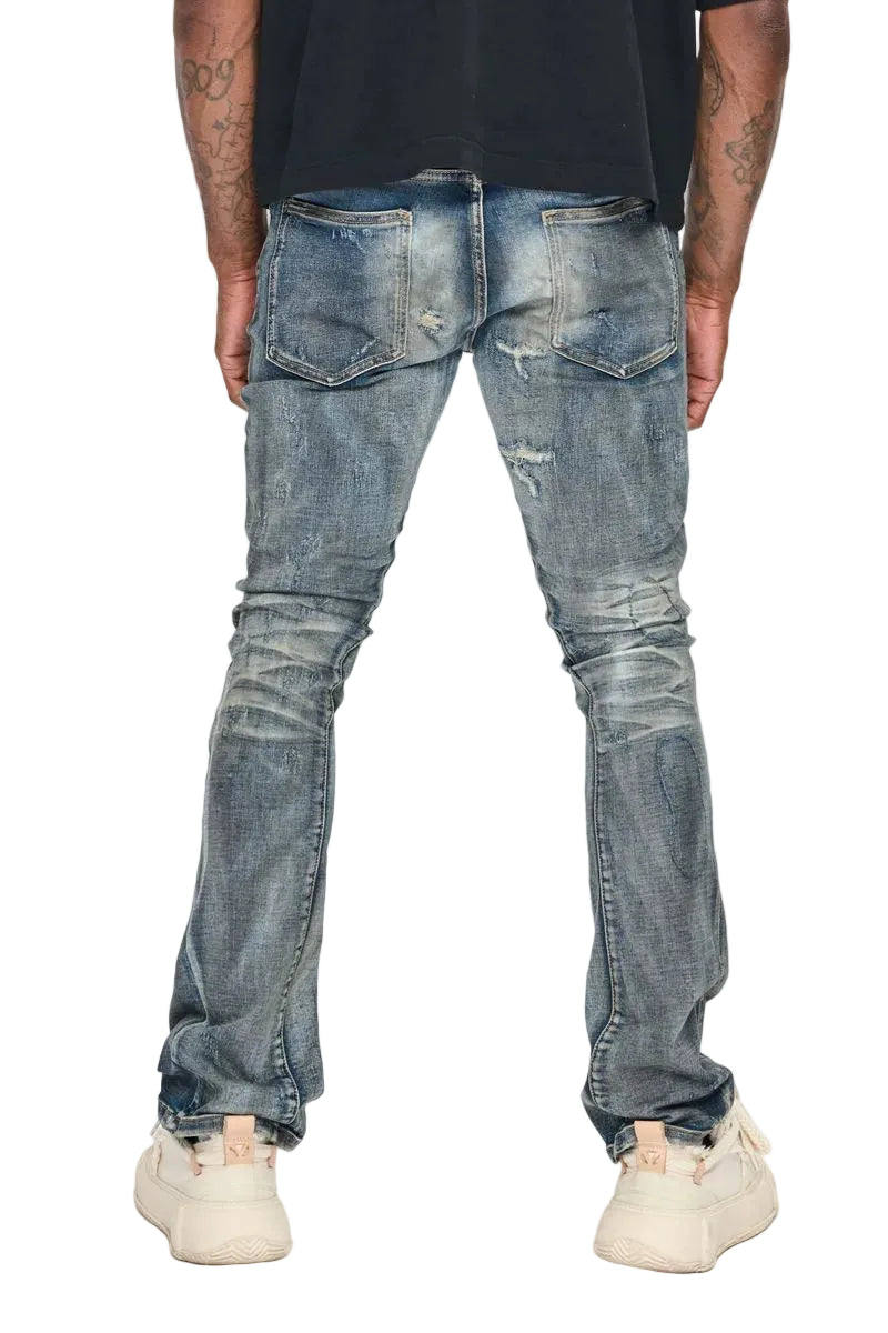 Back View of the Hibit Stacked Vintage Blue Jeans by Valabasas