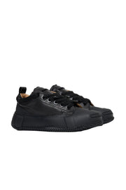 Valabasas 42/8 / BLACK LEATHER "VISION" BLACK LEATHER LOW TOP SHOES