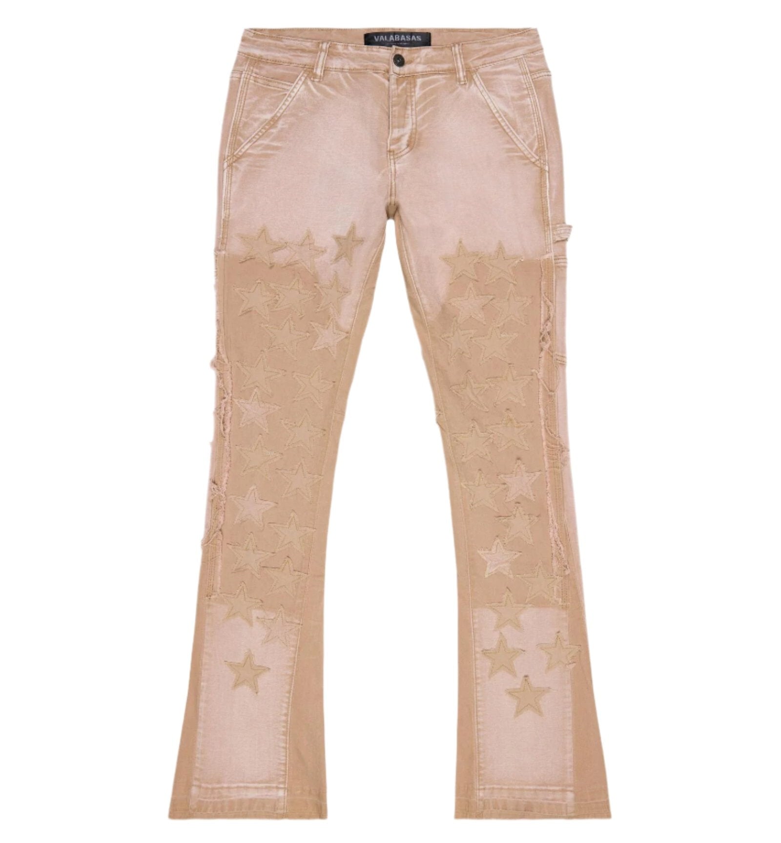 Valabasas 28 / LIGHT BROWN WASHED "V-STARS" STACKED FLARE JEAN