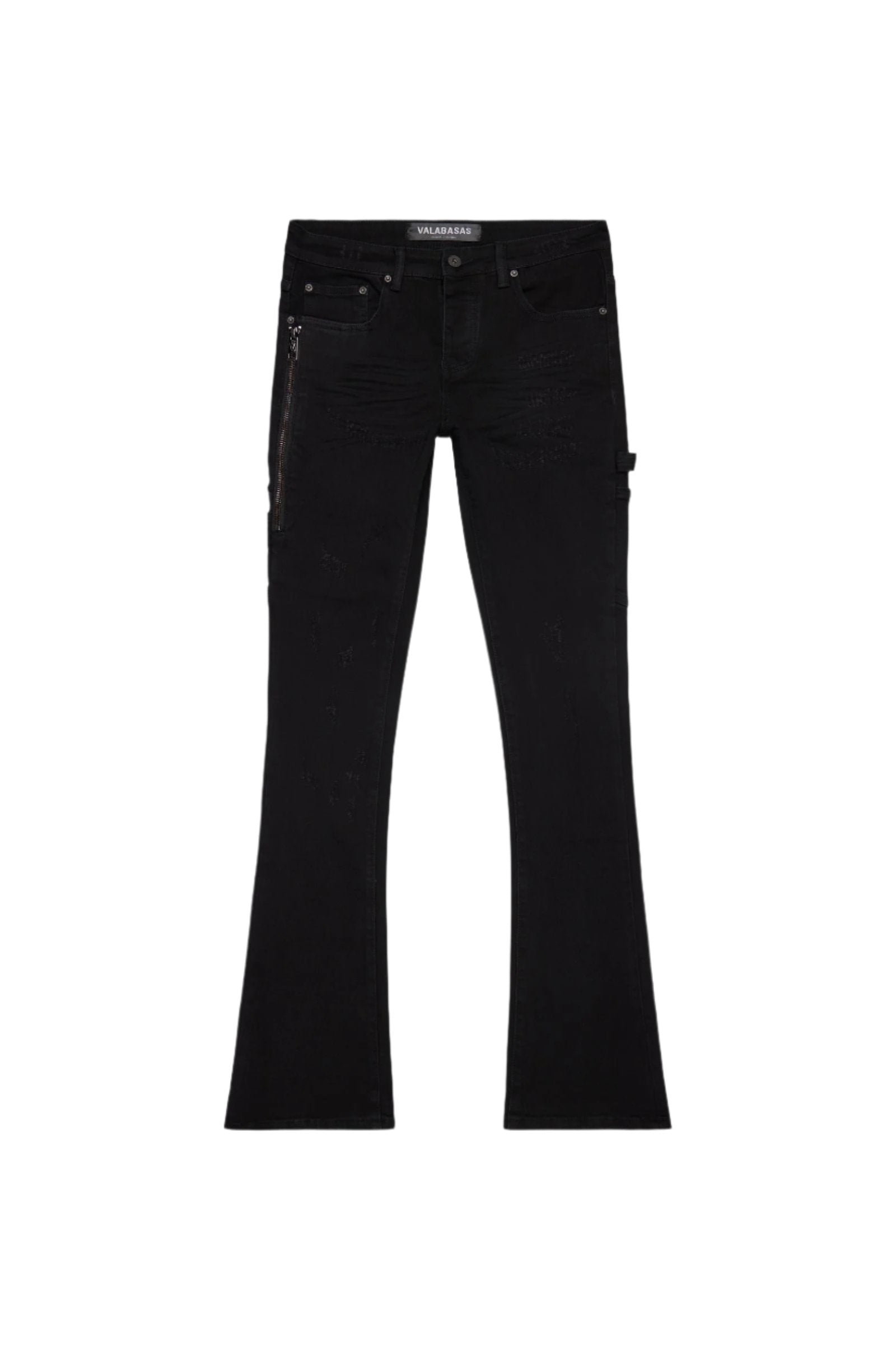 Valabasas 30 / BLACK "COVERT" BLACK FLARED STACKED JEAN